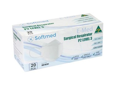 Australia Made Surgical Respirator Masks White 20 PACK | P2 N95 E-MED