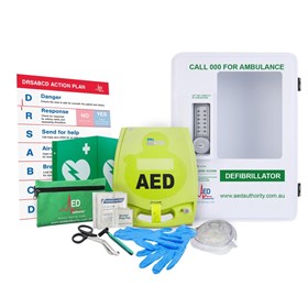 AED Plus Defibrillator Outdoor Alarmed Keypad Cabinet Bundle