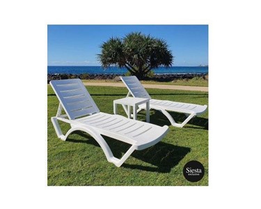 Siesta Spain - Aqua Sunlounger/Ocean Side Table 3 Pc Package - White