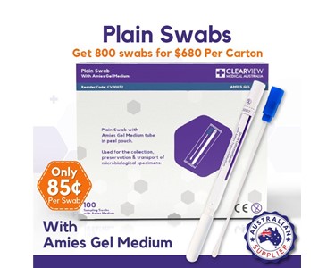 Clearview Medical Australia - Plain Swabs with Amies Gel Media
