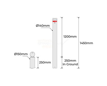 Bollard Removable KeyLock 140mm In Ground | B140-IG-REM-KL-G