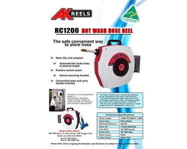 AK REELS - Hot Water Wash Down Hose Reel | RC1200K