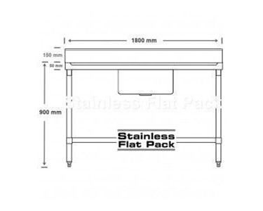 FED Premium - Stainless Steel Sink Bench 1800 W x 700 D with Single Centre Bowl 