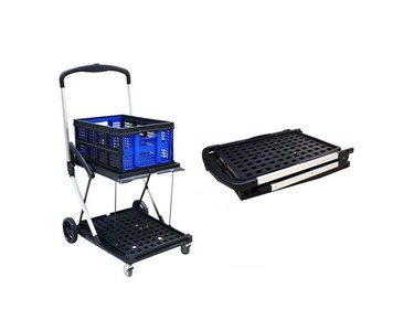 Mitaco Pty Ltd - 2 Tier Folding Trolley- 90kg Capacity- with 1 Collapsible Basket