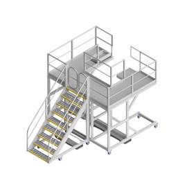 Strut Safety Access Platform with Forklift Pockets & Flip‑Up Deck