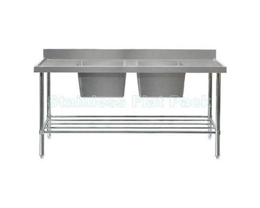 Mixrite - Double Centre Stainless Sink 1800 W x 600 D with 150mm Splashback