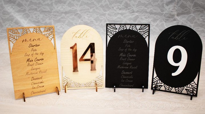 Laser cut and engraved place settings