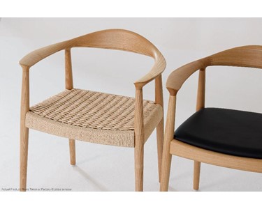 benssur - Dining Chair - RC84 Natural Finish & Black Leather Seat