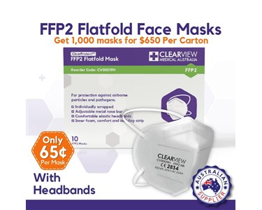 Clearview Medical Australia - Face Masks FFP2 Flatfold with Headbands