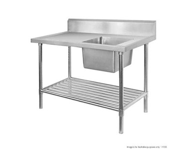 Stainless Steel Sink Bench with splashback & tube shelf under