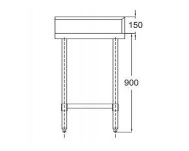 Mixrite - Stainless Steel Corner Work Bench 700/700 W x 700 D with Splashback