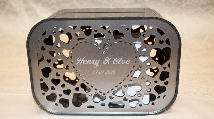 Laser cut troglass acrylic wedding card box