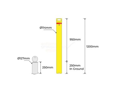 Bollard Heavy Duty  Removable KeyLock 114mm In Ground | BHD114-IG-KL-Y