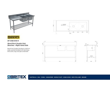 Britex - Double Sink Benches | BenchTech | Right Hand Side