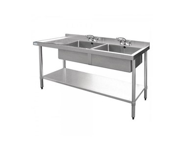 Vogue - Stainless Sink with Double Right Sink Bowls Splashback 1500 W x 700 D 