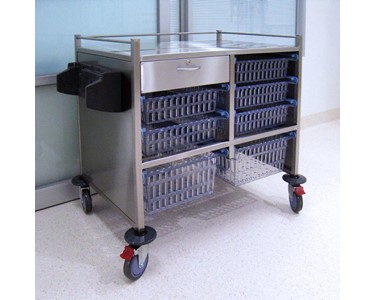 Hospital Basket Trolley | Two Section Stainless Steel Trolley