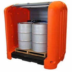 Drum Bunds Top Spill Pallet | 4x 205L Drums with Hard Top Cover