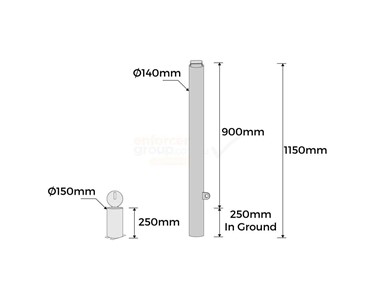 Bollard Premium Removable PadLock 140mm In Ground | BP140-IG-REM-PL-SS