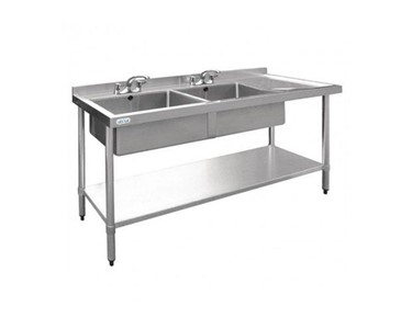 Vogue - Stainless Sink with Double Left Sink Bowls Splashback 1500 W x 700 D 