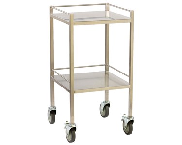 TRIBUTE - Stainless Steel Equipment Dressing Trolley- 2 Shelf with Rails 