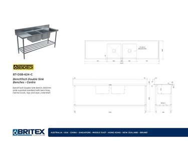 Britex - Double Sink Benches - Centre | BenchTech