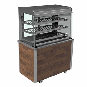 Square Glass Food Service Counter Closed Front And Rear Sliding Doors