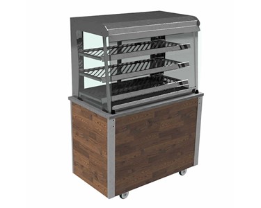 Square Glass Food Service Counter Closed Front And Rear Sliding Doors
