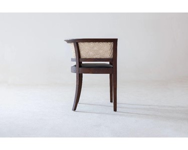 benssur - Dining Chair - RC77 Brown Finish & Black Leather Seat