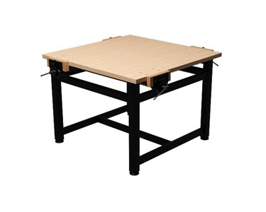 System7 - 1200 x 1200mm Metal Frame Woodwork Bench | 4x 175mm Vices