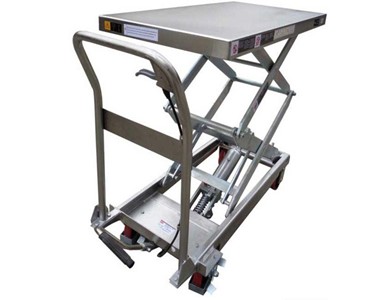 Castors & Industrial - Stainless steel top scissor lift trolley