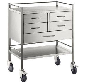 Resuscitation Trolley - Stainless Steel Trolley (Five Drawer)