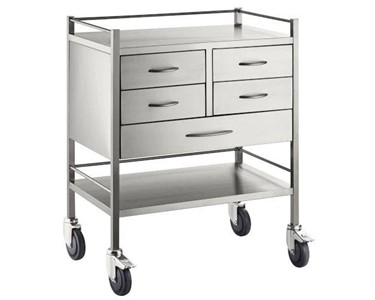 Luxemed - Resuscitation Trolley - Stainless Steel Trolley (Five Drawer)