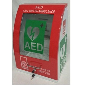 Curved Red Defibrillator Cabinet