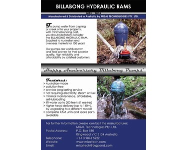 Billabong Hydraulic Water Rams (BBHWRs) - Distributorship Opportunity