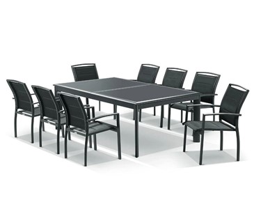 Royalle - Outdoor Dining Setting | Barton Extension Table With Verde Chairs 9pc