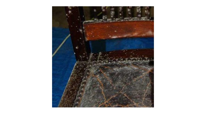Before - Carriage dining chair during cleaning with STERI-7 RTU Wipes – Office of Rail Heritage, Sydney