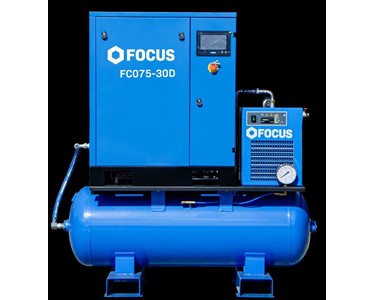 Focus Industrial - FC Screw Compressor 5.5kw - 30kw Fixed Speed Tank-Mounted with Dryer