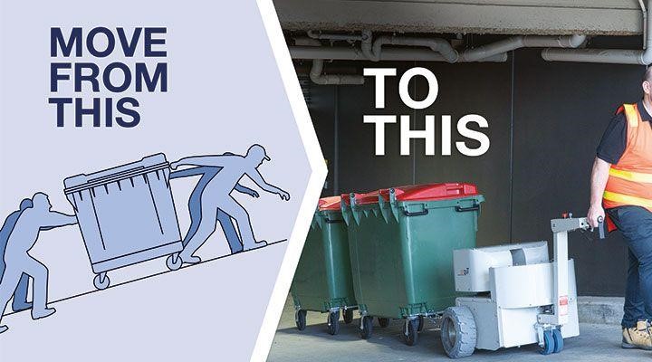 Electric bin tug in high-rise facility