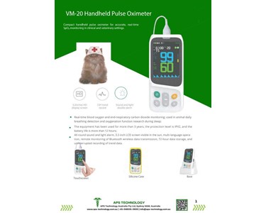 APS Technology Australia - Handheld VetPulse Oximeter l VM-20 