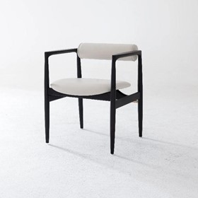 Dining Chair - The Quokka Black Finish & White Leather Seat