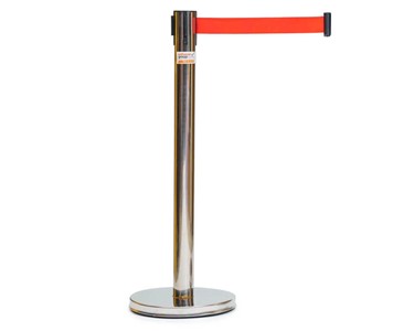 Enforcer Group - Retractable Belt Barrier Bollard | Stainless Steel - Red