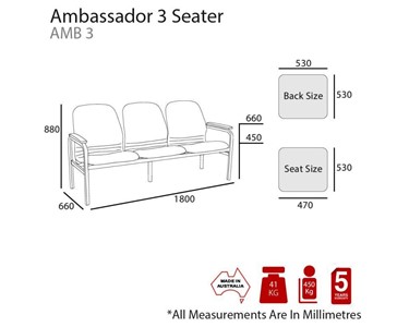 Ambassador - Double and Triple Seater with PU Arms