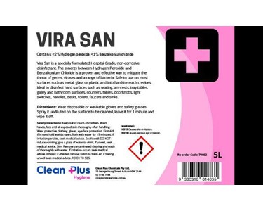 CLEAN PLUS VIRA SAN HOSPITAL GRADE SURFACE SANITISER - 5L ( RTU )