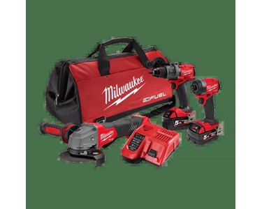 Milwaukee - Combo Kit 18V 3Pc 5.0A Hammer Drill, Impact, Grinder M18FPP3A3502B