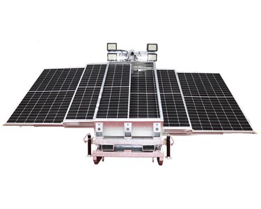 Solar Lighting Tower Skid Mounted 4 Sliding Panels 4 x 150Watt Hydraulic Lithium Batteries LT4150S2