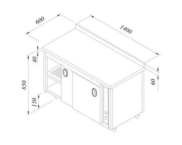 Ozti - Undercounter Double Skinned Hot Cupboard(10A) | OZH-HC-1400