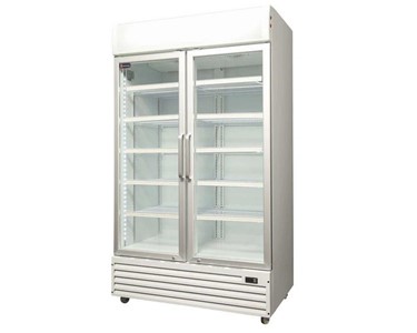 Crusader - CCE1130 - Double Glass Door Display Fridge White
