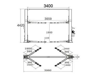 HiLift - 2 Post Hoist | YL-350W 5.5T Extra Wide Clear Floor Car Hoist 