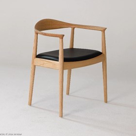 Dining Chair - RC84 Natural Finish & Black Leather Seat