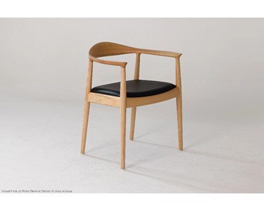 benssur - Dining Chair - RC84 Natural Finish & Black Leather Seat